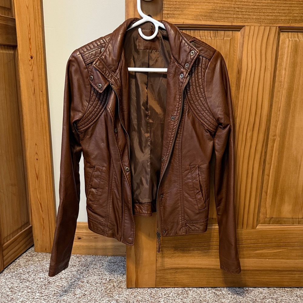 Aeropostale Rich Brown Leather Jacket